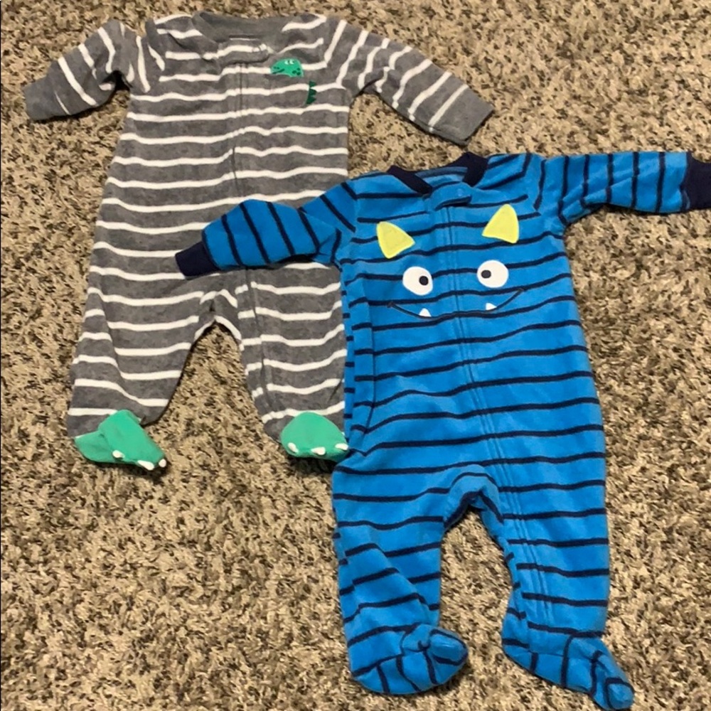 2 Pairs of Boys Footie Pajamas